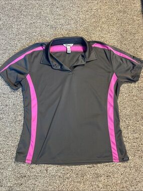 Sport-Tek Women’s Charcoal Polo with Pink Accents